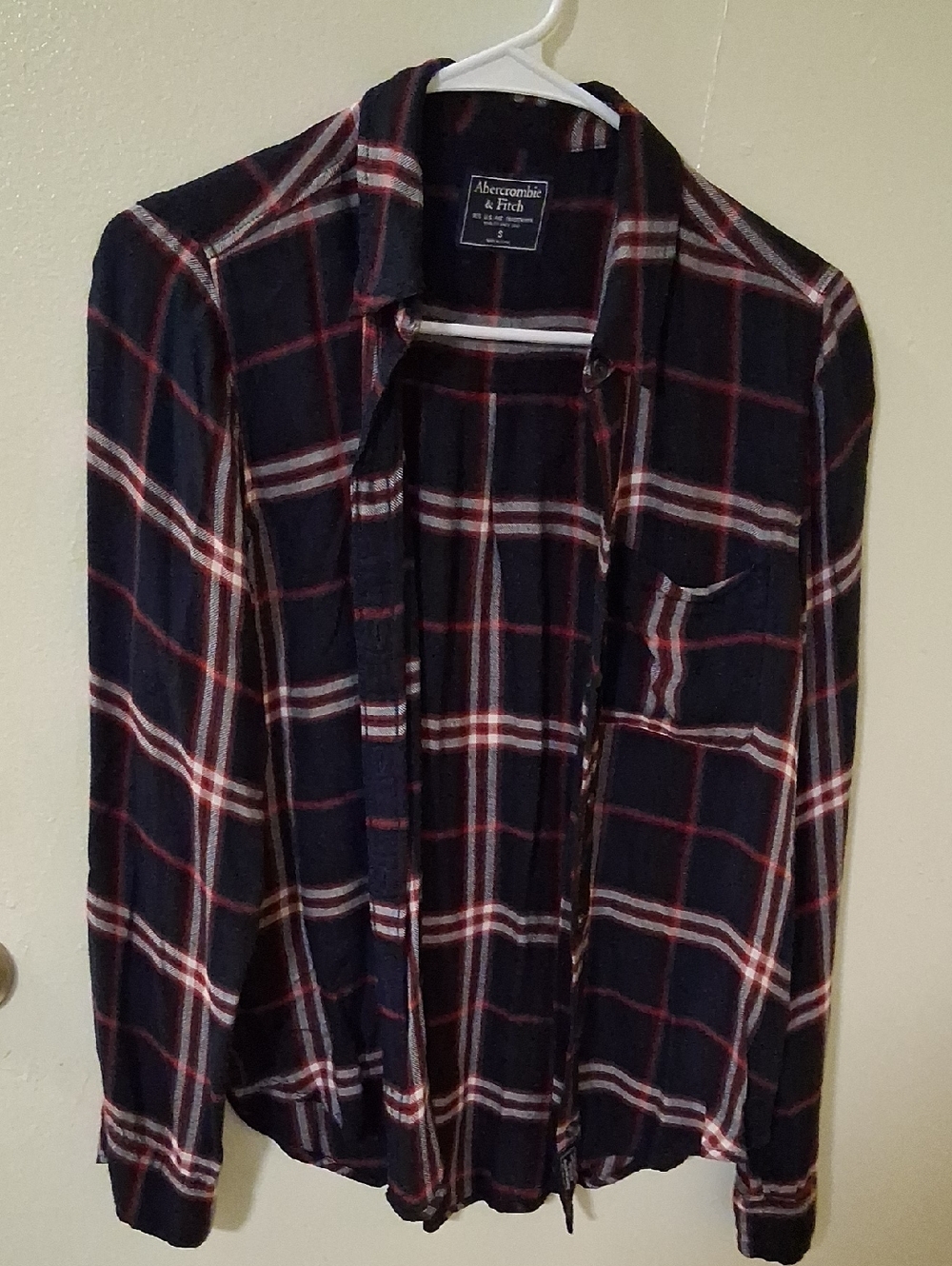 Abercrombie & Fitch Navy, Red & White Plaid Shirt Jacket